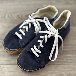 Steve Madden Espadrille Jute Lace Blue Suede Platform Sneakers